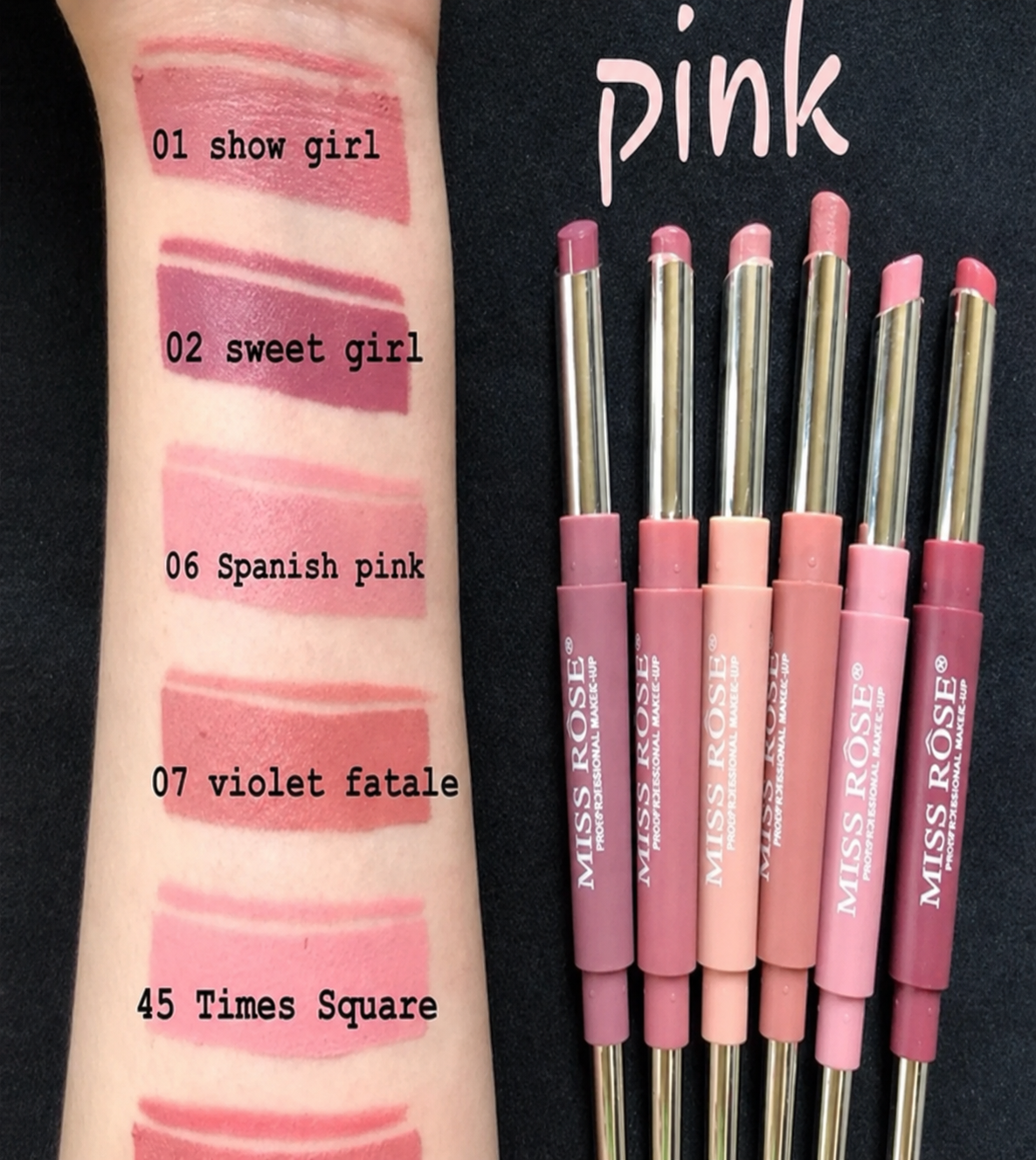 Miss Rose 2in 1 Lipsticks (packe of 6)